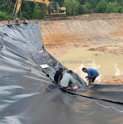 Schwarze doppelte glatte Oberfläche 0,5 mm HDPE-Geomembran für Fischbecken auf Straßen, Seen und Staudämmen